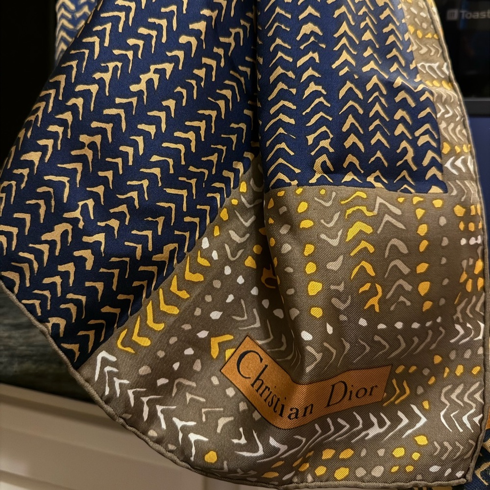 Dior Blue and Yellow Chevron Scarf